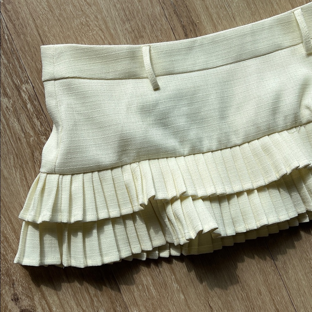Lioness • Deei Double Ruffle Mini Micro Skort in Soft Lemon - Picture 7 of 9
